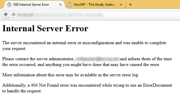 Lỗi 500 Internal Server Error trên WordPress