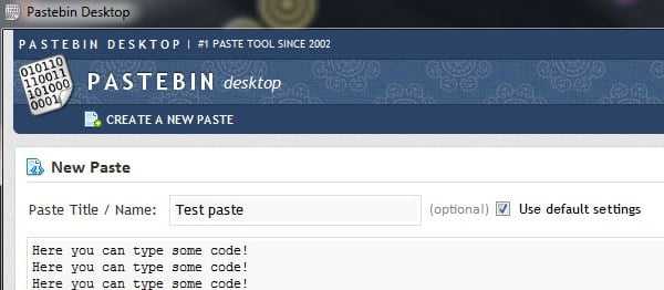 Pastebin trên hệ điều hành Windows