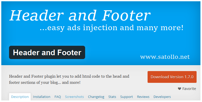 Header and Footer plugin