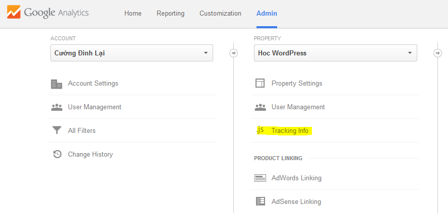 Hướng dẫn lấy tracking code của Google Analytics