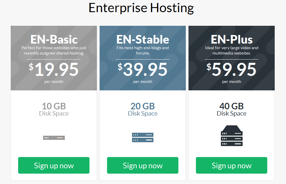 Các gói hosting dành cho doanh nghiệp của StableHost