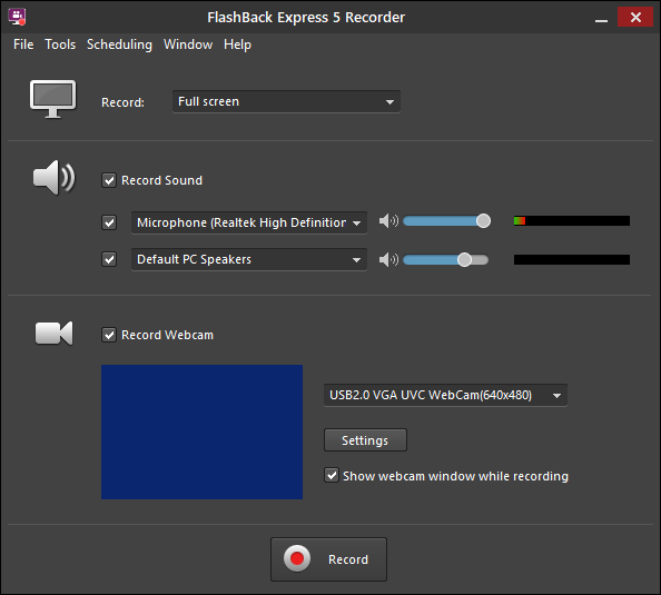 Cửa sổ phần mềm FlashBack Express