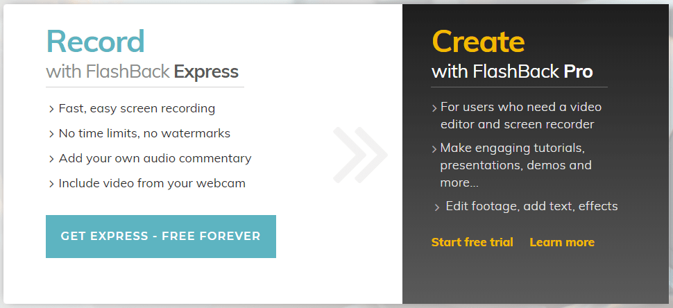 So sánh FlashBack Express và FlashBack Pro